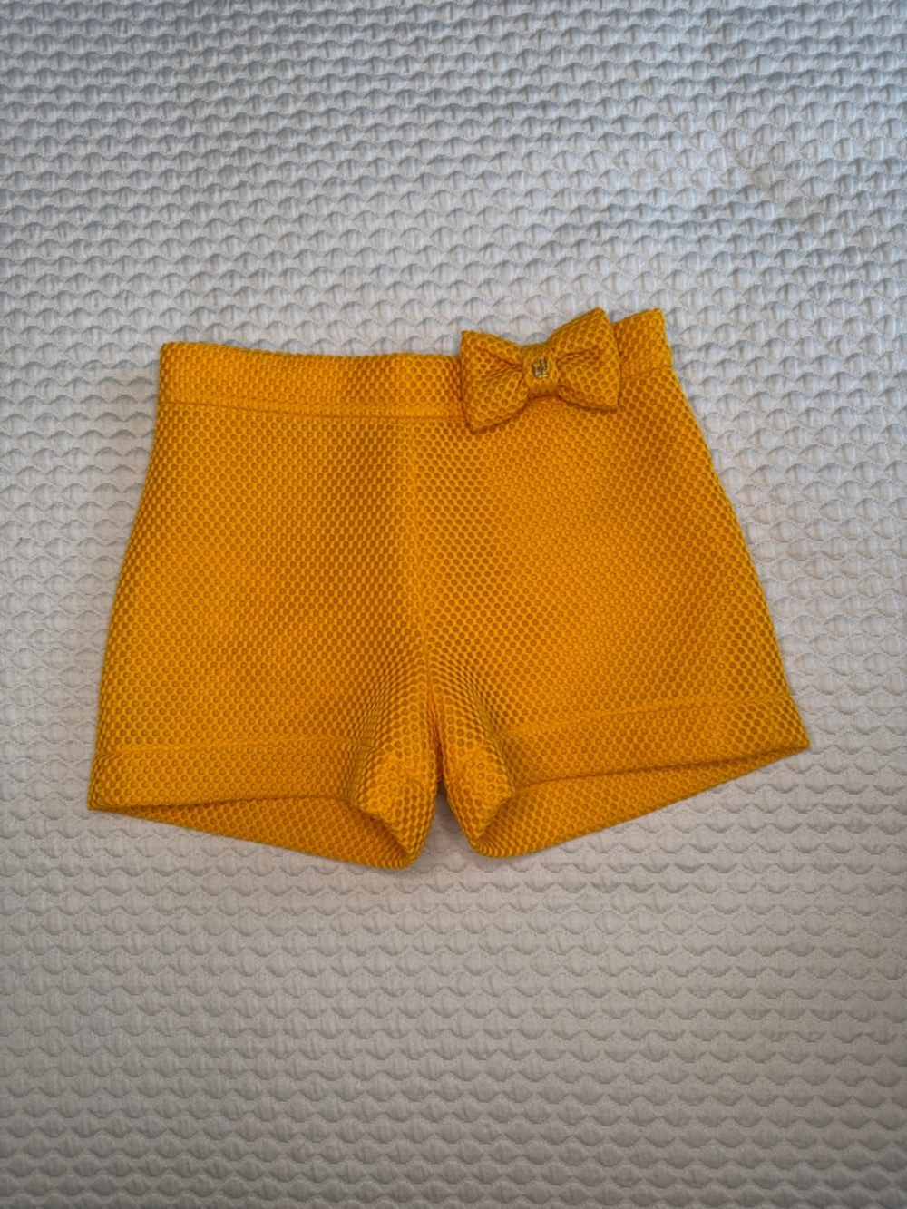 Carolina Herrera Girls Yellow Mesh Shorts with Bow